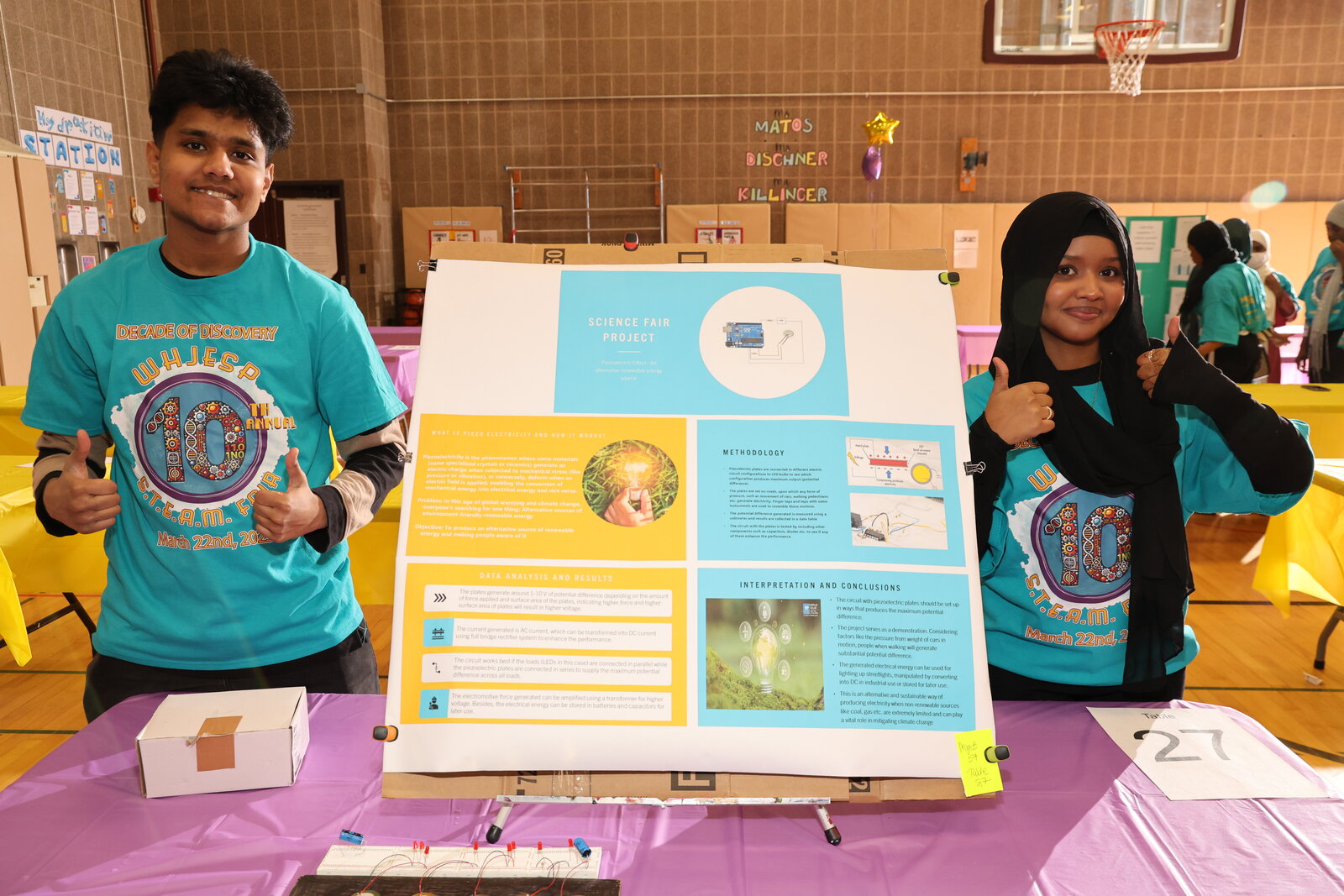 Students proudly presenting their science project at the WHJESP S.T.E.A.M. Fair